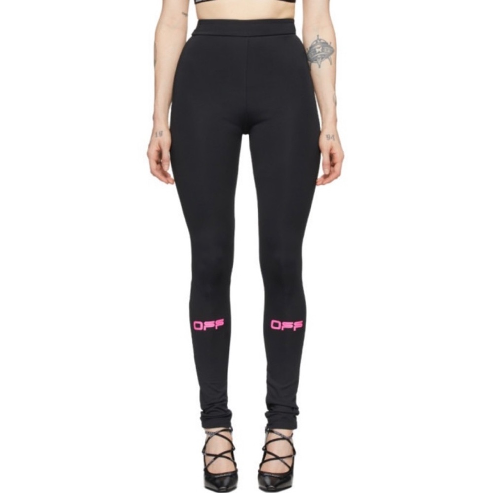 OFF-WHITE BLACK & PINK ACTIVE LEGGINGS